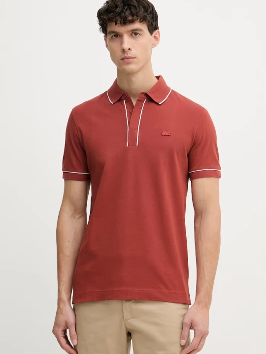 Zdjęcie produktu Lacoste polo męskie bawełniane z elastanem pomarańczowy