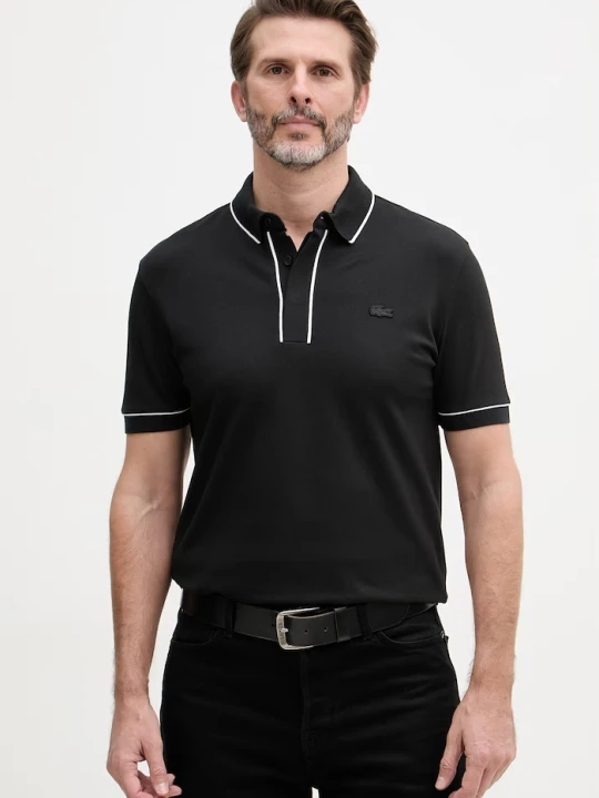 Zdjęcie produktu Lacoste polo męskie bawełniane z elastanem czarny
