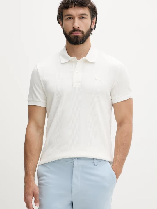 Zdjęcie produktu Lacoste polo męskie bawełniane z elastanem biały