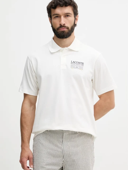 Zdjęcie produktu Lacoste polo męskie bawełniane z elastanem biały