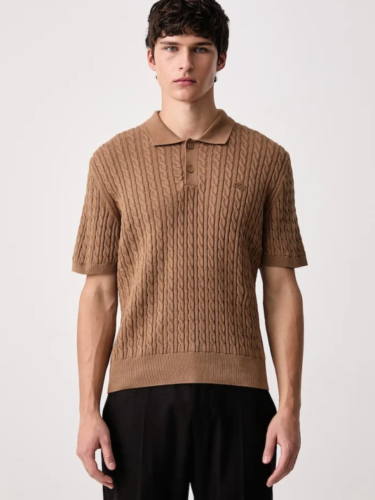 Zdjęcie produktu Lacoste polo męskie z bawełną brązowy