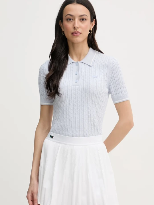 Zdjęcie produktu Lacoste polo swetrowe damskie z bawełną niebieski