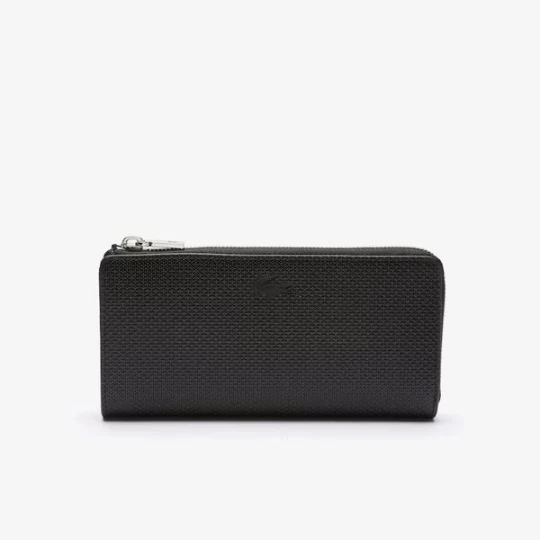 Zdjęcie produktu Portfel Unisex Chantaco Z Matowej Skóry O Fakturze Piki Z Zamkiem Błyskawicznym Lacoste