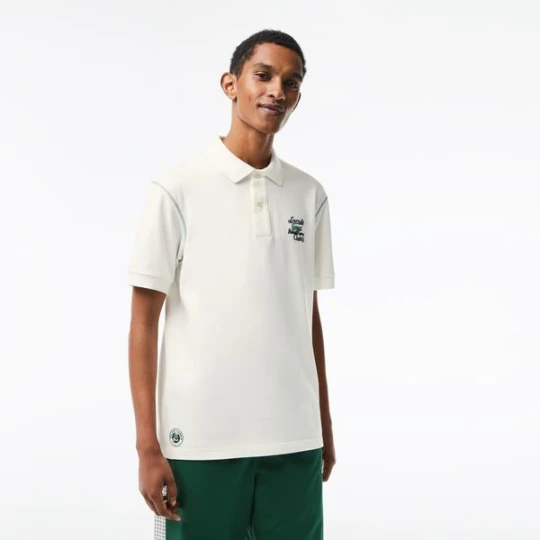 Zdjęcie produktu Lacoste Roland Garros Erkek Relaxed Fit Baskılı Krem Polo