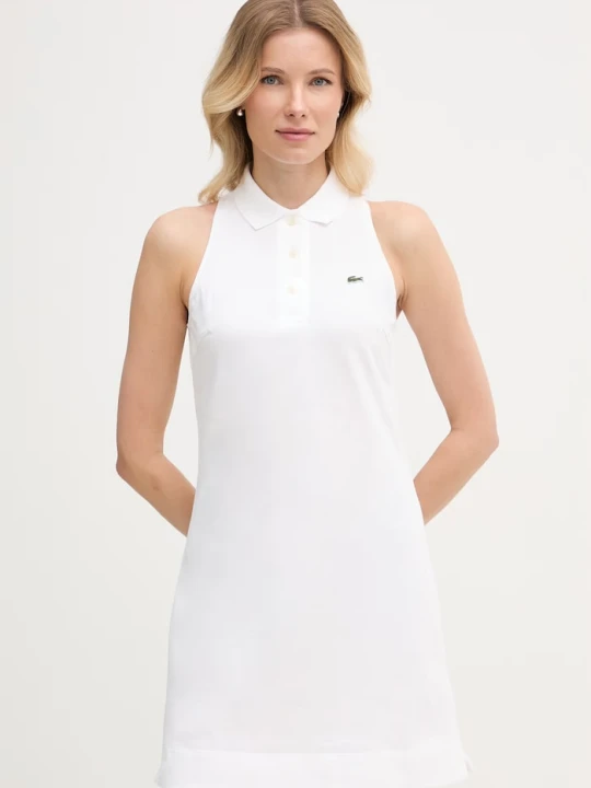 Zdjęcie produktu Lacoste sukienka letnia bawełniana z elastanem biały