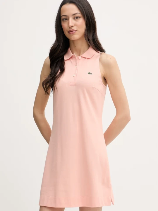 Zdjęcie produktu Lacoste sukienka letnia bawełniana z elastanem różowy
