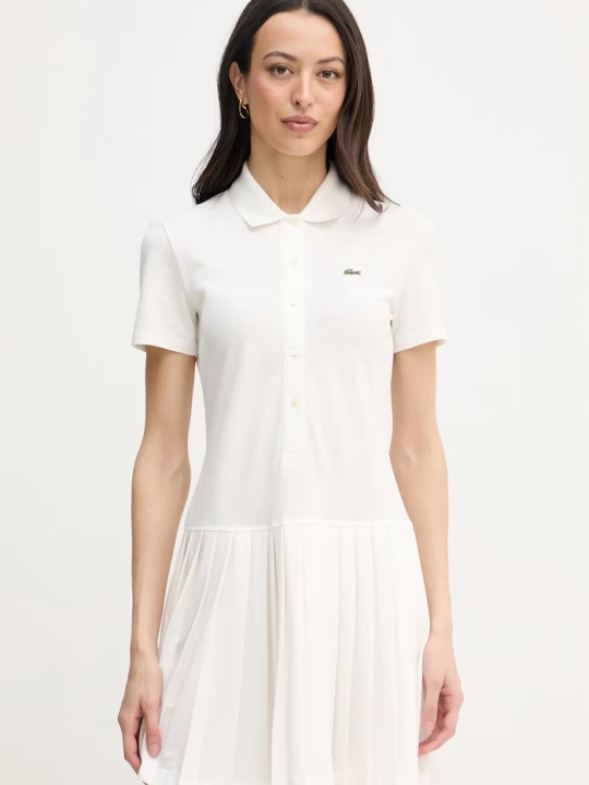 Zdjęcie produktu Lacoste sukienka polo z bawełną beżowy