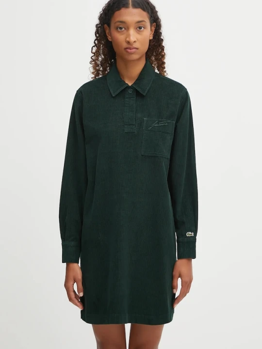 Zdjęcie produktu Lacoste sukienka sztruksowa zielony