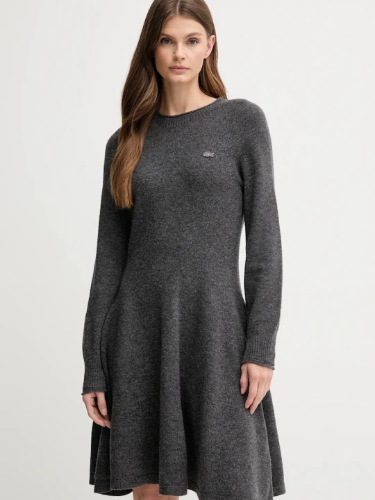 Zdjęcie produktu Lacoste sukienka wełniana szary