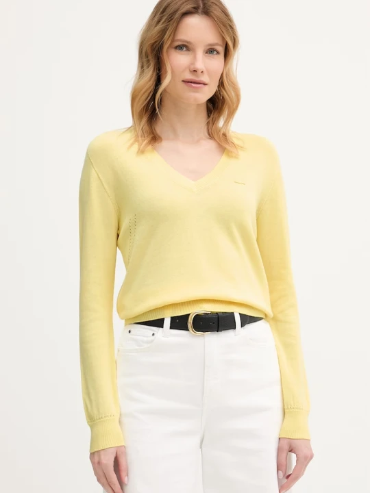Zdjęcie produktu Lacoste sweter bawełniany żółty