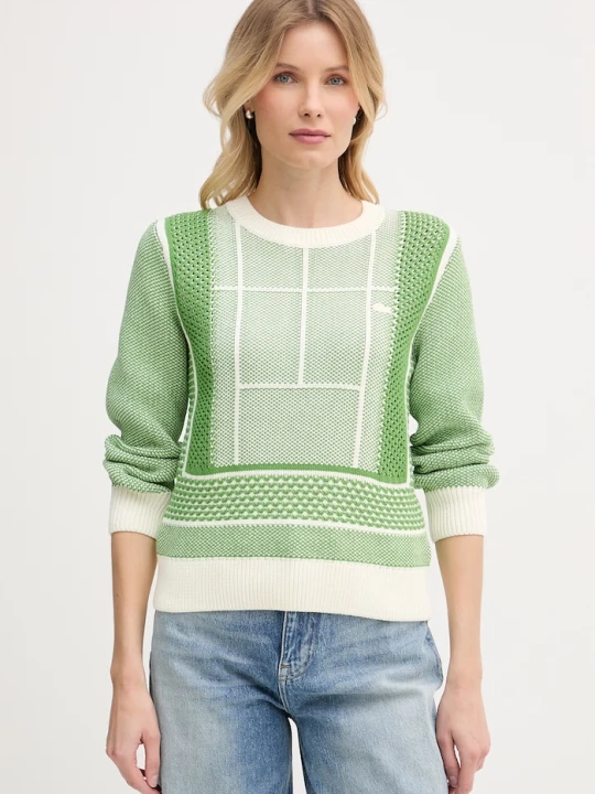 Zdjęcie produktu Lacoste sweter damski z bawełną zielony
