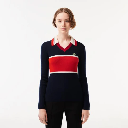 Zdjęcie produktu Lacoste Sweter polo z kontrastowym dekoltem French Made