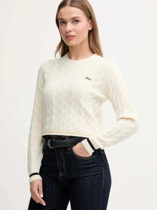 Zdjęcie produktu Lacoste sweter z dodatkiem wełny beżowy