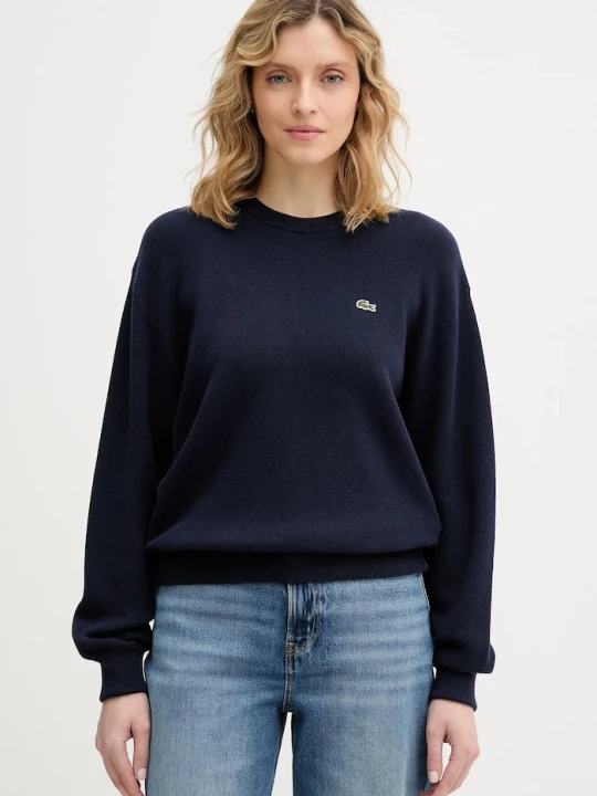 Zdjęcie produktu Lacoste sweter damski z dodatkiem wełny granatowy