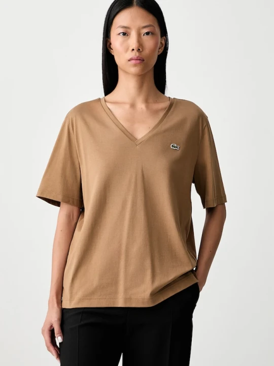 Zdjęcie produktu Lacoste T-shirt basic damski bawełniany brązowy