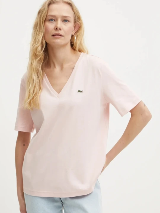 Zdjęcie produktu Lacoste T-shirt basic damski bawełniany różowy