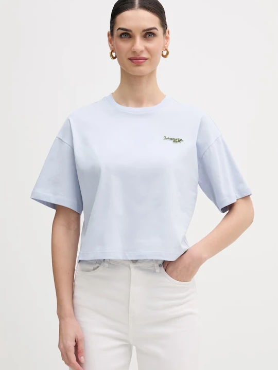 Zdjęcie produktu Lacoste crop top damski bawełniany niebieski