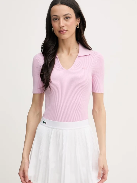 Zdjęcie produktu Lacoste T-shirt damski z wiskozą różowy