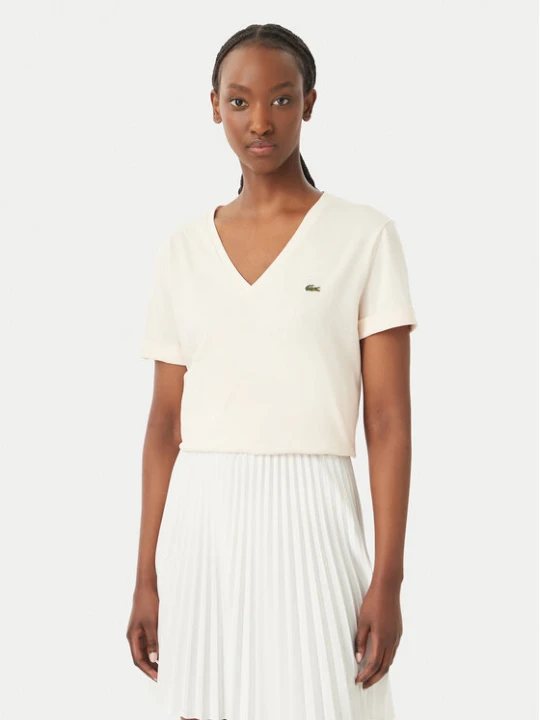 Zdjęcie produktu Lacoste T-Shirt TF7300 Kremowy Regular Fit