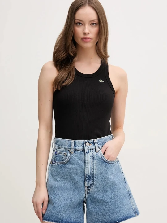 Zdjęcie produktu Lacoste top damski bawełniany czarny