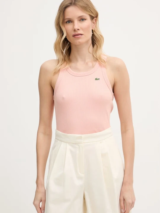Zdjęcie produktu Lacoste top damski bawełniany różowy