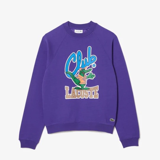Zdjęcie produktu Lacoste Unisex Loose Fit Bisiklet Yaka Baskılı Mor Sweatshirt