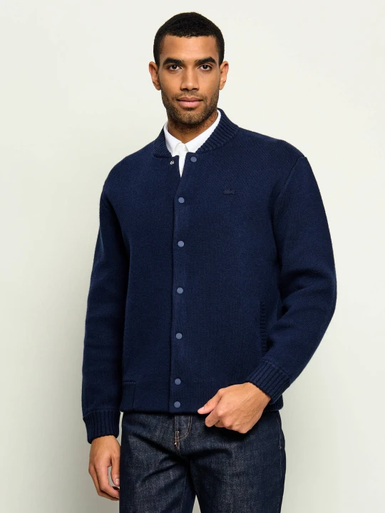 Zdjęcie produktu Lacoste Wełniana kurtka bomber | Relaxed fit granatowy