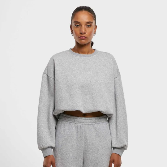 Zdjęcie produktu Ladies Cropped Gathered Sweatshirt Urban Classics szary