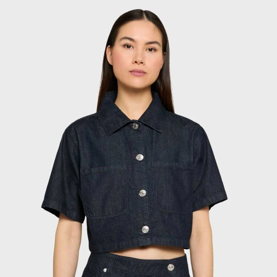 Zdjęcie produktu Ladies Cropped Light Denim Shirt Urban Classics niebieski