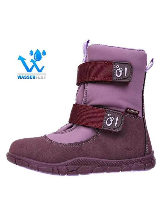 Zdjęcie produktu lamino Skórzane botki barefoot w kolorze czerwono-fioletowym rozmiar: 29