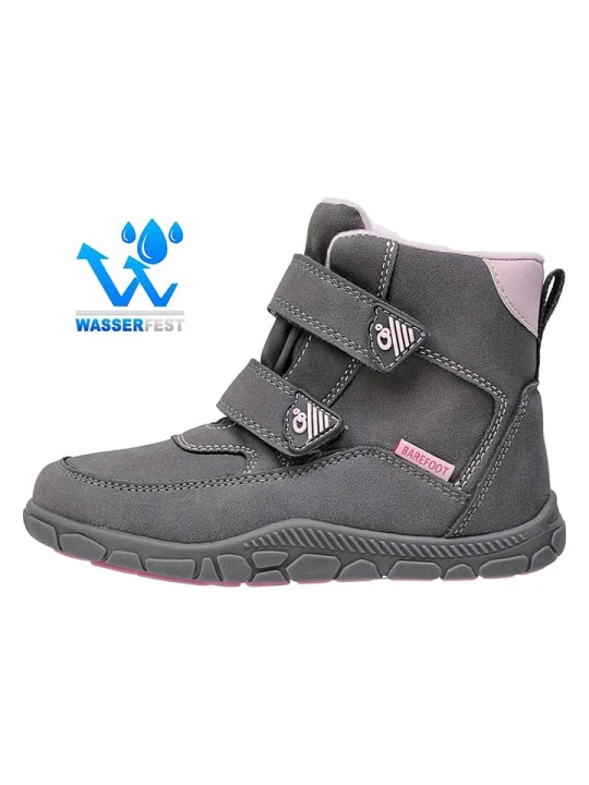 Zdjęcie produktu lamino Skórzane botki barefoot w kolorze szarym rozmiar: 31