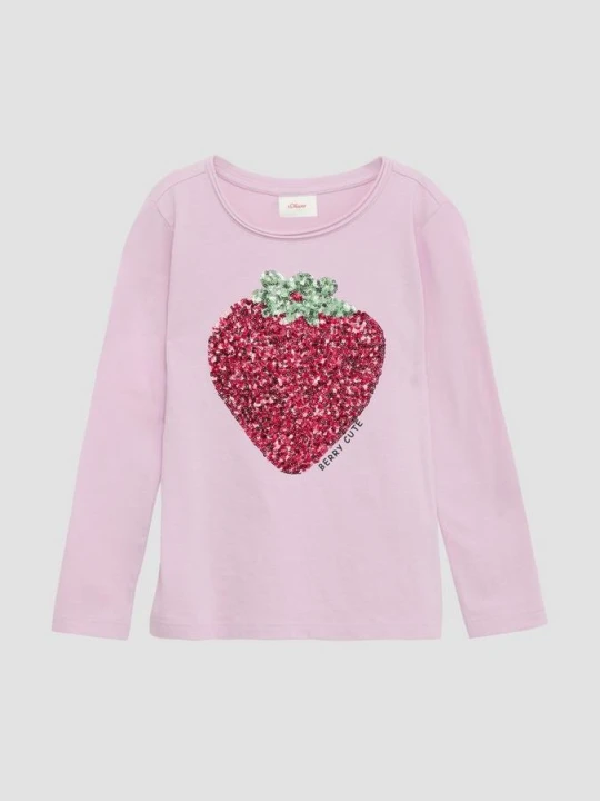 Zdjęcie produktu Langarmshirt mit Pailletten im Loose Fit s.Oliver fioletowy