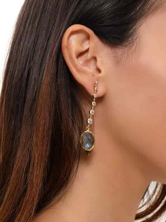 Zdjęcie produktu L'Atelier de Gaia Pozłacane kolczyki-wkrętki z labradorytem i cyrkoniami rozmiar: onesize