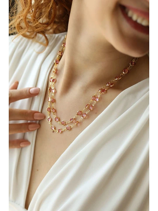 Zdjęcie produktu L'Atelier de Gaia Pozłacany naszyjnik z kryształami - dł. 45 cm rozmiar: onesize