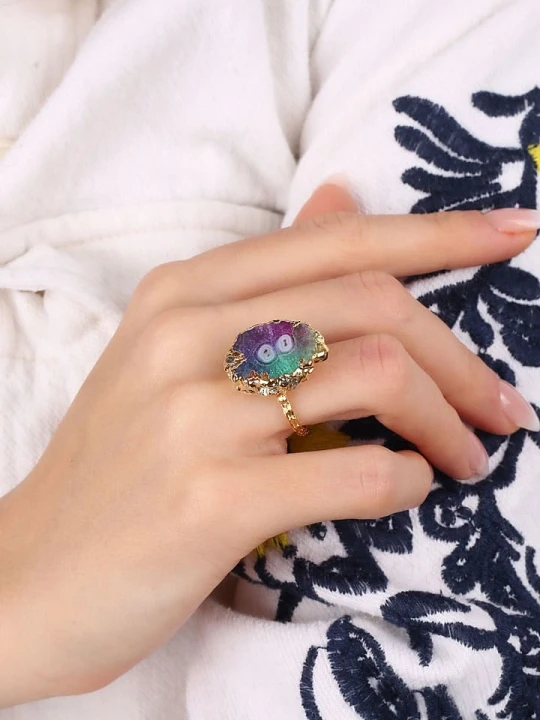 Zdjęcie produktu L'Atelier de Gaia Pozłacany pierścionek z kwarcem rozmiar: onesize
