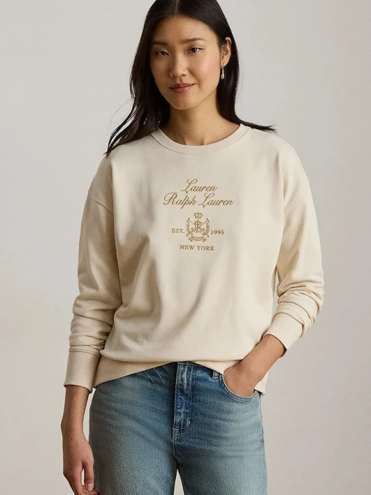 Zdjęcie produktu Lauren Ralph Lauren bluza damska z bawełną beżowy