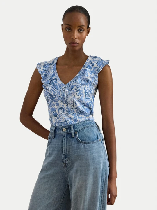 Zdjęcie produktu LAUREN RALPH LAUREN Bluzka 200P13316001 Niebieski jasny Slim Fit