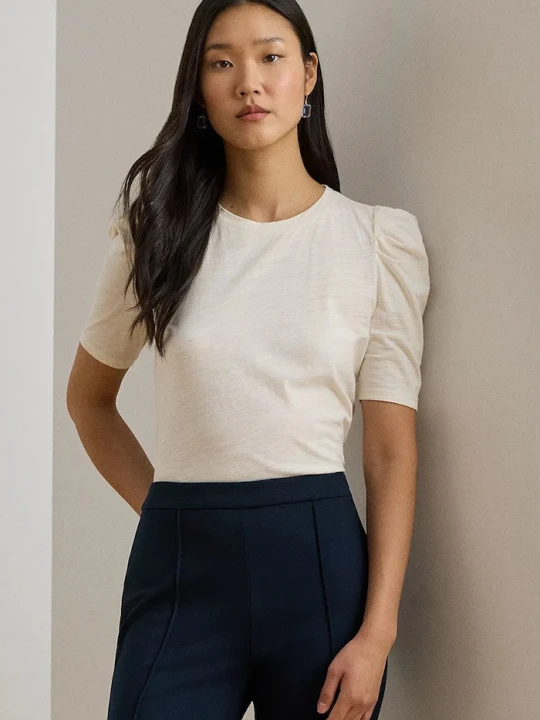 Zdjęcie produktu Lauren Ralph Lauren bluzka bawełniana beżowy
