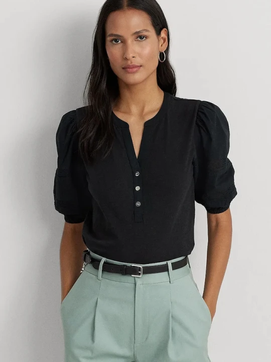 Zdjęcie produktu Lauren Ralph Lauren bluzka bawełniana czarny