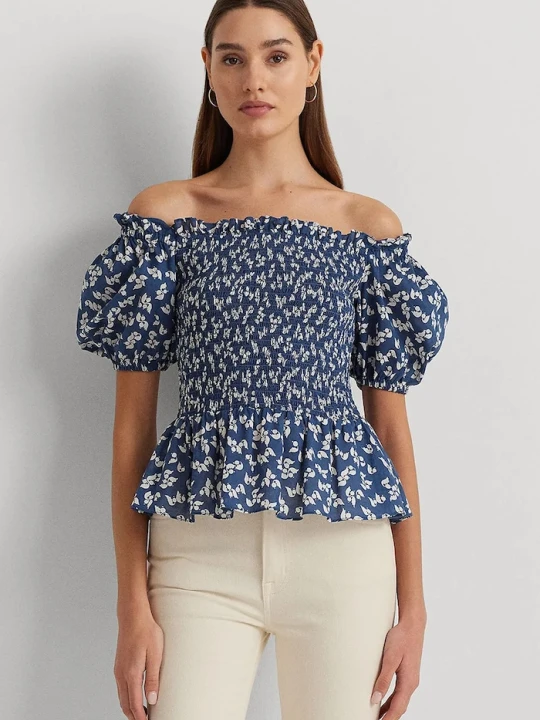 Zdjęcie produktu Lauren Ralph Lauren bluzka bawełniana niebieski