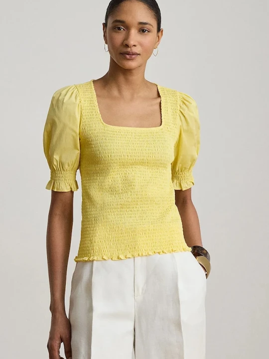 Zdjęcie produktu Lauren Ralph Lauren bluzka damska bawełniana żółty