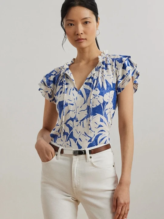 Zdjęcie produktu Lauren Ralph Lauren bluzka lniana niebieski