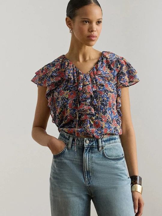 Zdjęcie produktu Lauren Ralph Lauren bluzka z falbanką damska