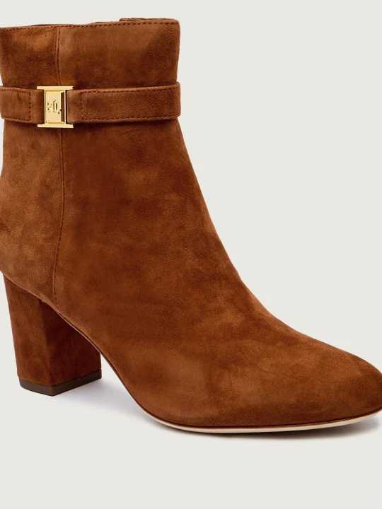 Zdjęcie produktu LAUREN RALPH LAUREN Botki na słupku KELLIE | zamsz koniakowy