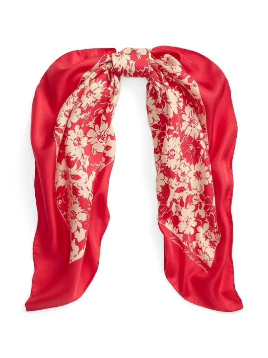 Zdjęcie produktu Lauren Ralph Lauren chusta damska jedwabna czerwony