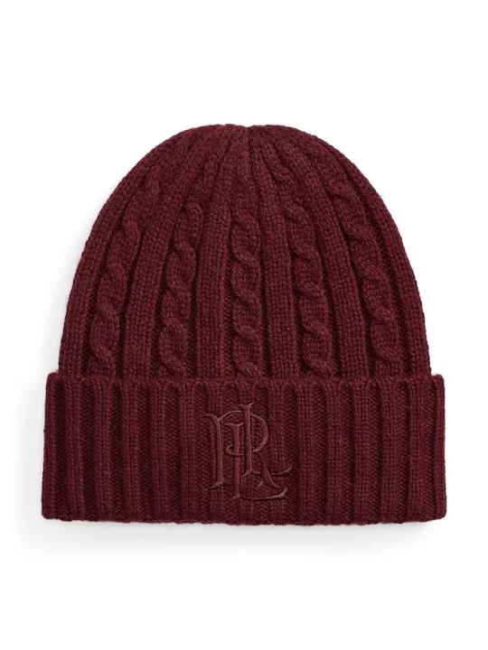 Zdjęcie produktu Lauren Ralph Lauren czapka beanie damska z wełną bordowy
