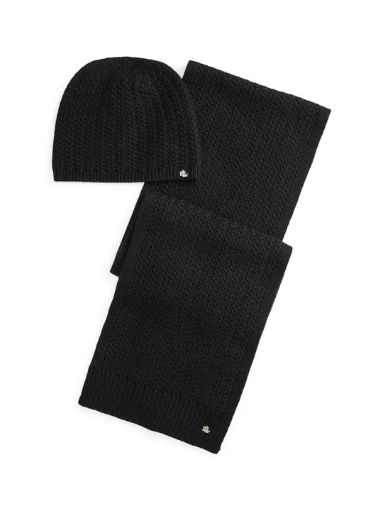 Zdjęcie produktu Lauren Ralph Lauren czapka i szalik z dodatkiem wełny czarny
