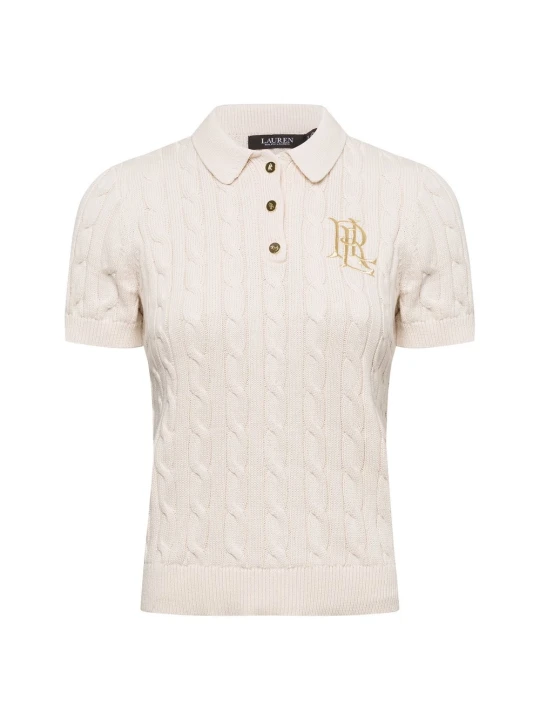 Zdjęcie produktu Lauren Ralph Lauren koszulka polo z dzianiny Kobiety Bawełna beżowy
