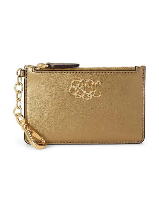 Zdjęcie produktu Lauren Ralph Lauren etui na kartę skórzane złoty