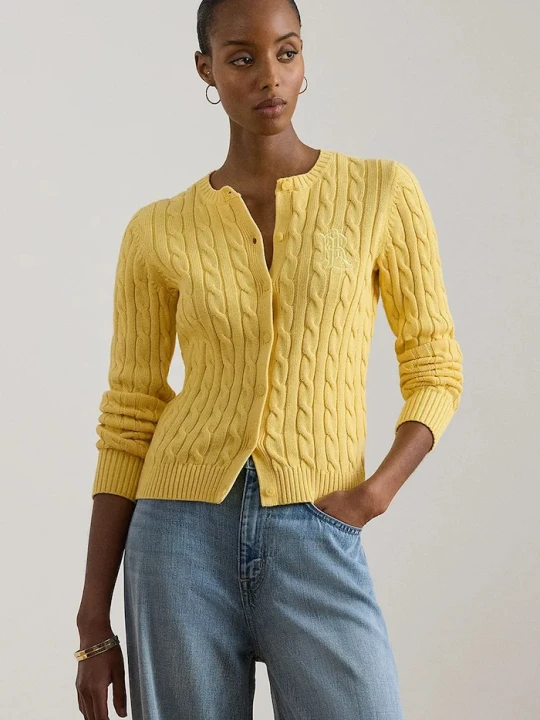 Zdjęcie produktu Lauren Ralph Lauren kardigan damski bawełniany żółty